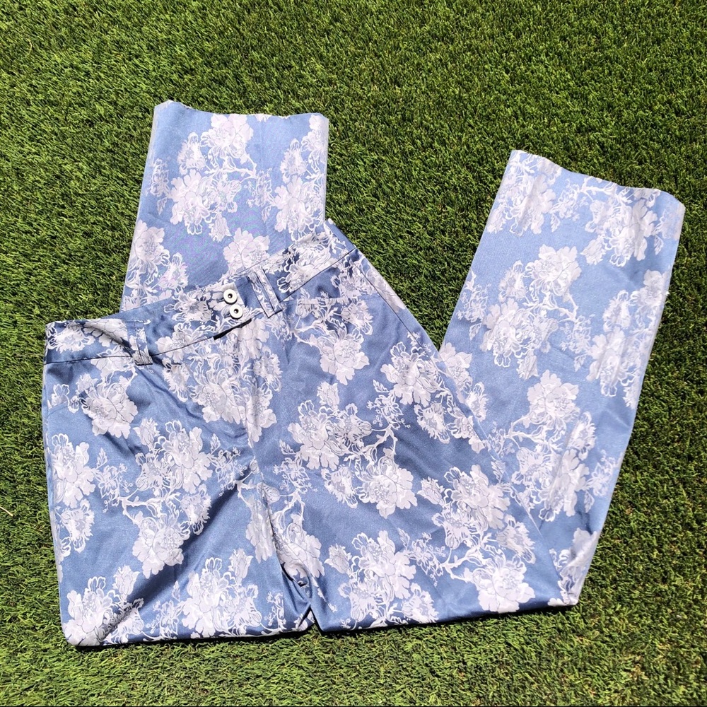 Peck & Peck Jacquard Floral Pants, sz 6
